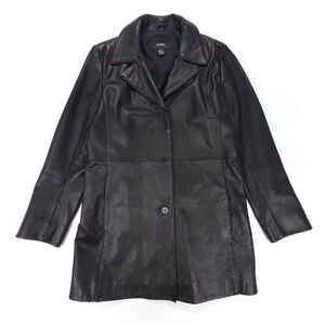 VINTAGE Alfani 100% Genuine Leather Jacket Oversized Dad Coat Women Medium Black